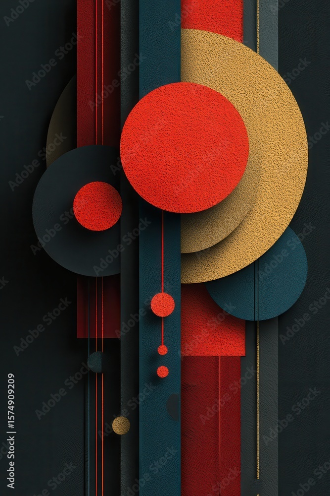 Poster abstract digital artwork with geometric circular designs and colorful patterns