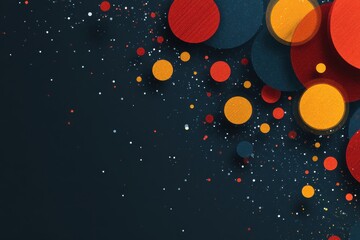 Abstract layered planets design with vibrant red and yellow hues