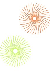 Abstract spirals in orange and green on white background  