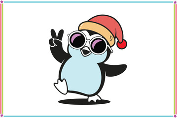 Cartoon animal Santa Claus wearing hat vector.