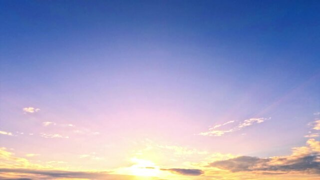 sky timelapse - pretty golden sunset with nebulosity - loop video