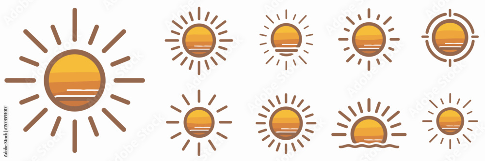 Aufkleber icon pack of summer sun with rays – useful for app ui and weather interfaces