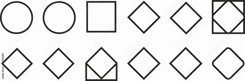 Aufkleber geometric vector frame icons in basic shapes on white background