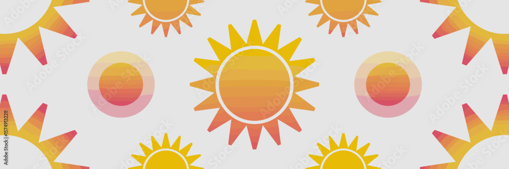 Poster gradient and flat sun icons in circular layout on white background