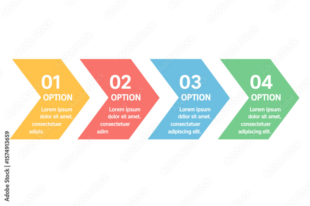Aufkleber this infographic features a vector arrow design with four options or steps, suitable for business co