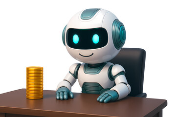 Artificial intelligence robot character – happy 3D chatbot icon isolated on white. Funny tech bot, trendy assistant, GPT mascot for support services