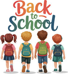 Back to school illustration kids with backpacks going to school school children education vector design