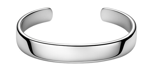 Minimalist silver cuff bracelet with a smooth, polished finish