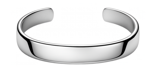 Minimalist silver cuff bracelet with a smooth, polished finish