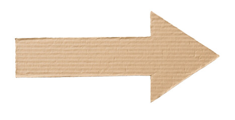 Brown cardboard arrow on transparent background. PNG 