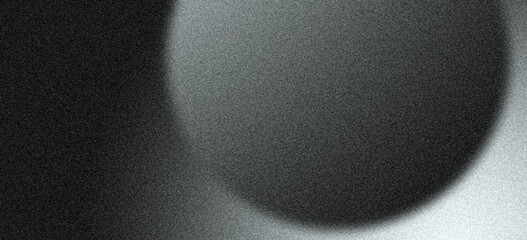 Abstract gray black white grainy background, noise texture gradient sphere, monochromatic banner poster header backdrop design