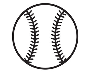 Baseball vector illustration showing a white leather baseball with red stitching on a black background