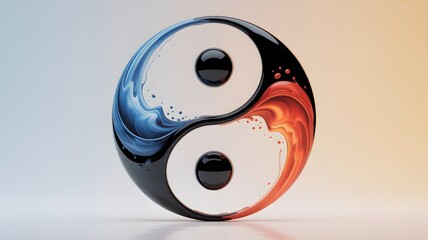 A wallpaper of a minimalist Yin Yang symbol reimagined with flowing blue water and fiery red elements, representing balance and opposing forces.