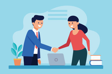 Man and woman handshake agreement business contract
