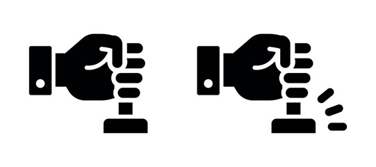 Emergency Push Button Icon Vector – Hand Press Control Symbol for Alert and Action