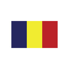 Illustration of a flag with vertical stripes in blue yellow and red on a white background view