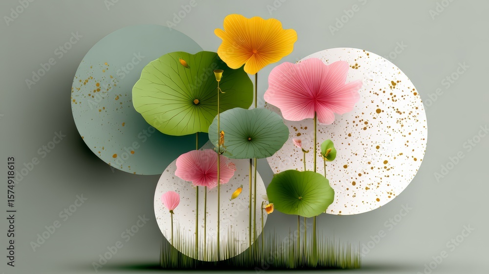 Aufkleber colorful flower arrangement is displayed in a circular pattern. the flowers are arranged in a way th