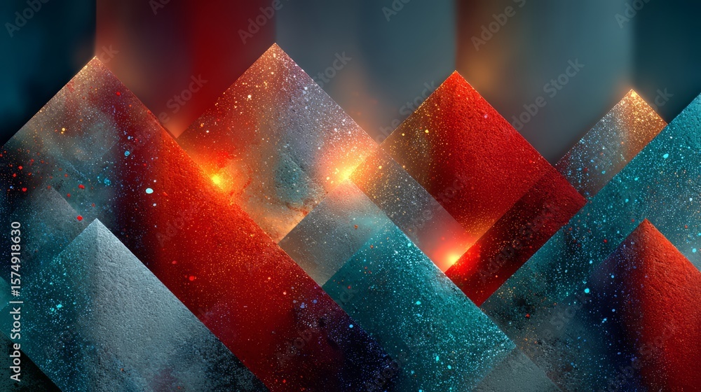 Poster colorful image of a galaxy with red, blue, and green squares. the squares are arranged in a way that