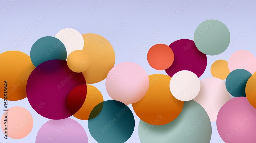 Poster colorful image of many different colored circles. the circles are of various sizes and colors, and t