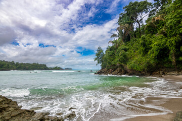 Manuel Antonio Beach in the National Park of the same name in Costa Rica, with turquoise waters and...