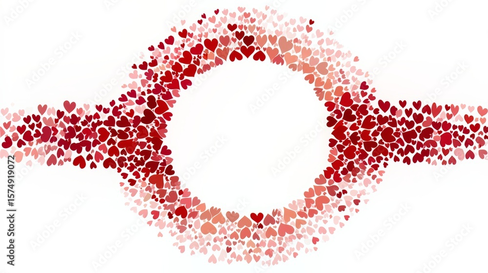 Poster heart-shaped frame filled with a multitude of red hearts, creating a beautiful and romantic atmosphe
