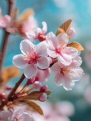Beautiful cherry blossoms bloom springtime nature
