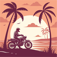 silhouette of a man on a motorcycle