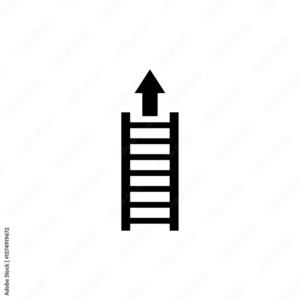 Poster ladder with upward arrow indicating progress and growth toward success in the future path
