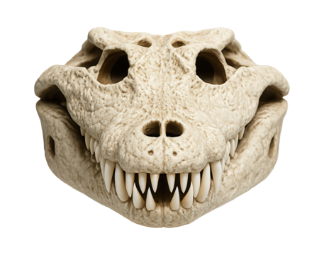 Crocodile skull with robust jawline and interlocking teeth