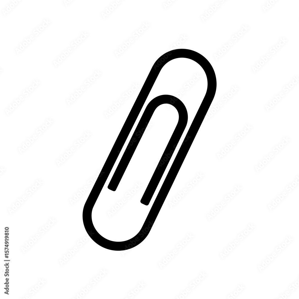 Aufkleber isolated illustration showing a single paperclip at an angle with rounded edges and a wire form desi