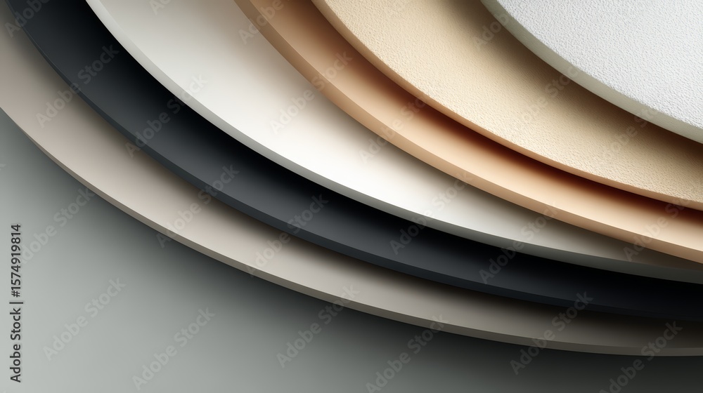 Poster series of different colored sheets of paper are stacked on top of each other. the sheets are of vary