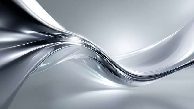 Silver wave with a white background. The wave is long and curvy. The background is a light gray color