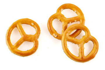 Pretzels with salt close-up Isolated on a white background.
