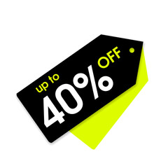 up to 40% off, sale promo label, shop discount png