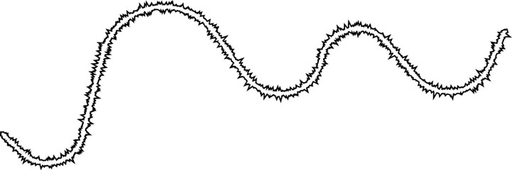 A path consisting of staggered, sharp, and curving lines with irregular intervals, creating a dynamic pattern.