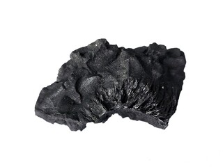Natural wood charcoal is traditional charcoal made using hardwood isolated on a white background....