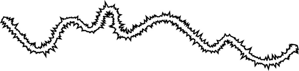 A dynamic line formed by sharp, flowing wave-like curves, creating a rhythmic and organic outline.