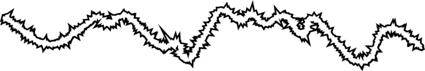 A freeform zigzag pattern with irregular, sharp curves and unpredictable angles, forming a unique and organic outline.