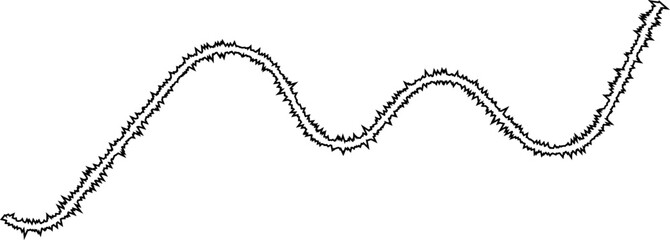 A jagged edge formed by sharp, broken curved lines, creating an uneven and rough outline.