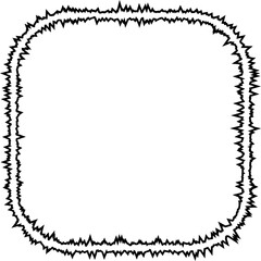 A square shape formed by curved lines with rounded corners and sharp edges, creating a structured yet dynamic outline.