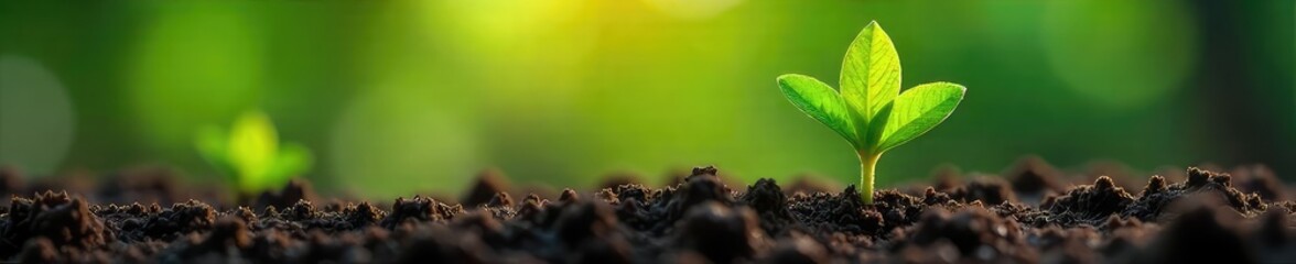 Close-up of a vibrant green spring emerging from the earth, a breath of fresh air symbolized by its delicate growth , vegetation, fragile