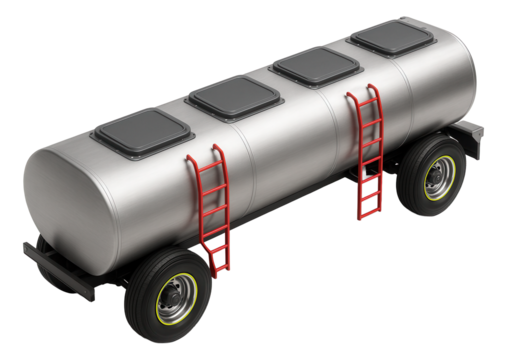 Multi-compartment petrol transport with separate loading hatches and ladders