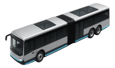 Articulated electric bus with flexible joint and dual rear axles