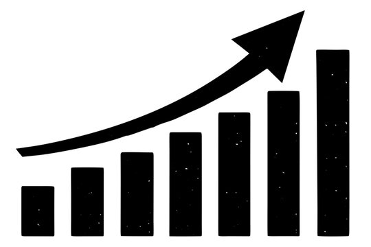 recommend clip art: Growth chart with arrow business success silhouette vector illustration