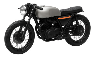 Retro cafe racer with low handlebars and single round headlight