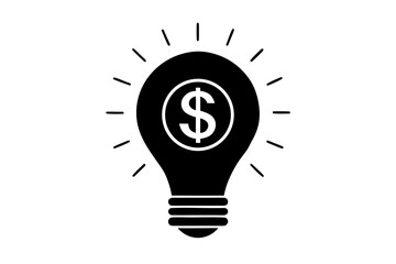 Lightbulb with dollar symbol creative idea silhouette vector illustration