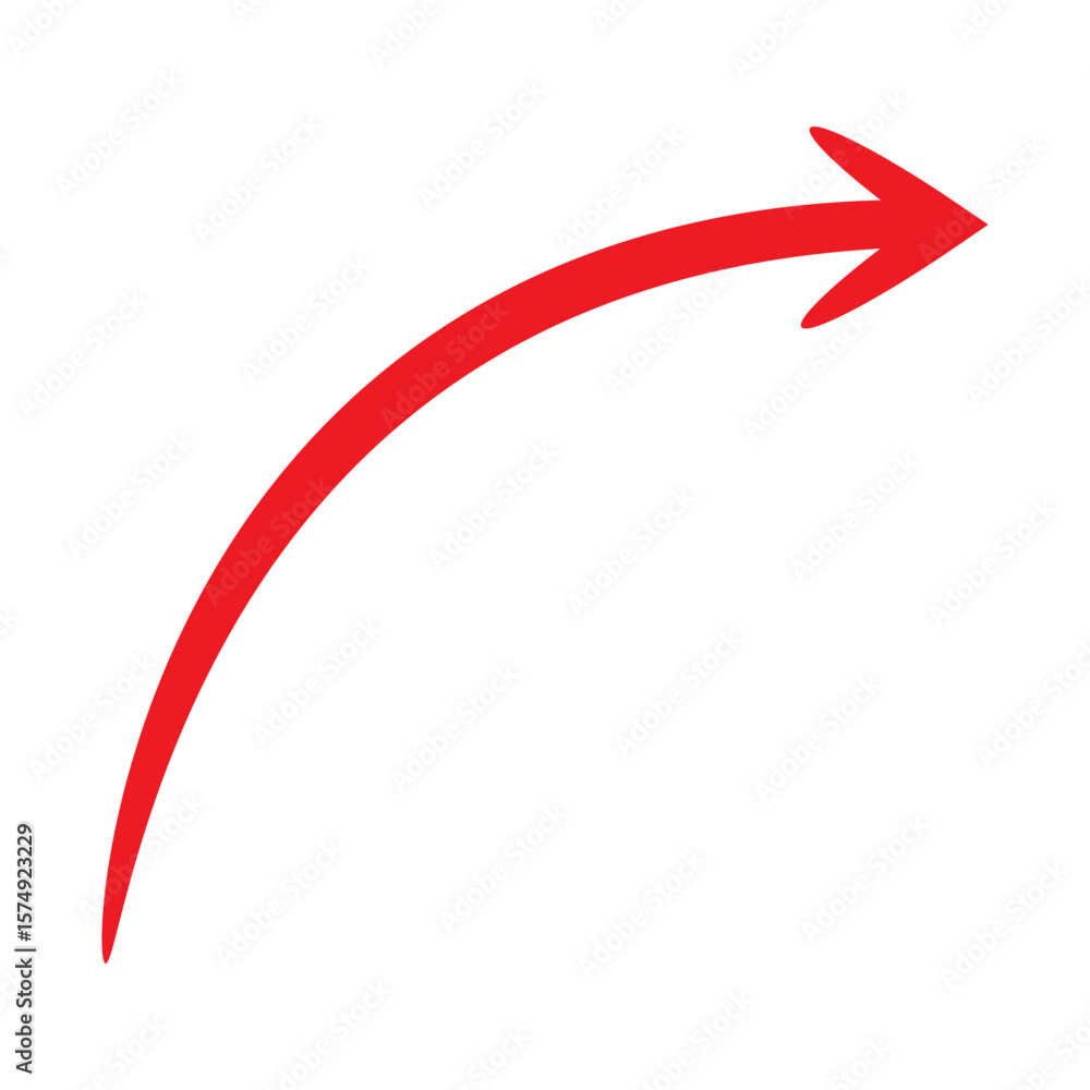 Poster curved arrow in red for websites and user interface.