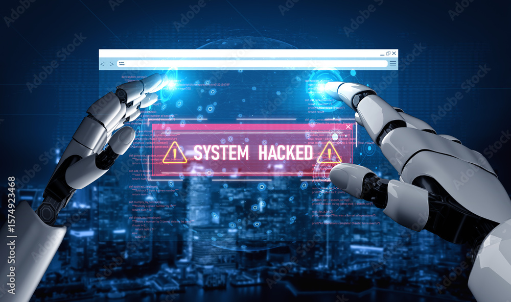 Poster ai artificial intelligence protects systems from cyber threats through automated monitoring, smart f