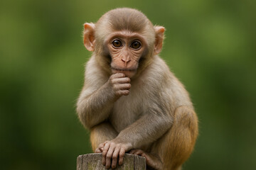 Adorable Baby Monkey Portrait Close-up of a Curious Primate