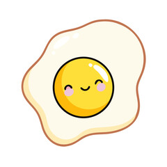  Winking Egg Vector Icon – Sunny-Side-Up Kawaii Face with Cute Expression
